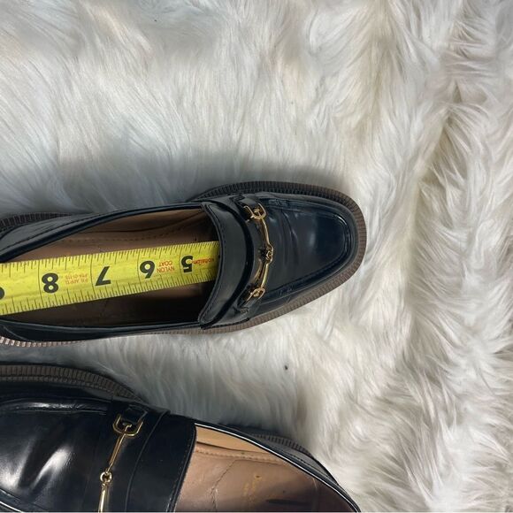 Sam Edelman Laurs Black Leather Platform Loafers Chunky Heel Horsebit SZ… - Picture 13 of 14